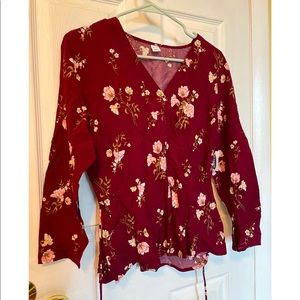Burgundy floral top
